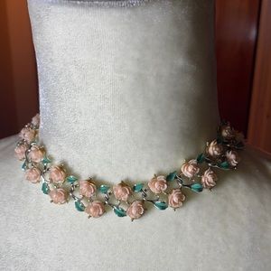 VTG 1970’s silver and pink rose choker